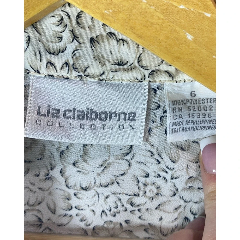 Liz Claiborne Collection Vintage Floral Skirt Set Cream Black 2 Piece Size 6 - Picture 3 of 13